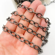 Black Rhodium Sterling Silver Smooth Cable Chain